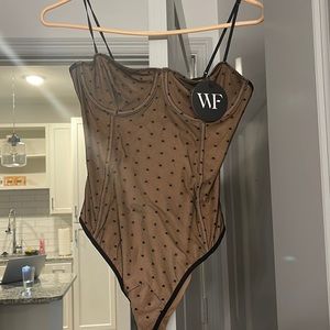 Brand new white fox body suit